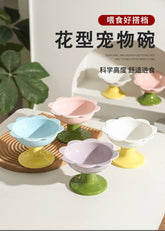 【Cat Bowl】Flower-edged slanted high-foot bowl 15.5cm*8.3cm